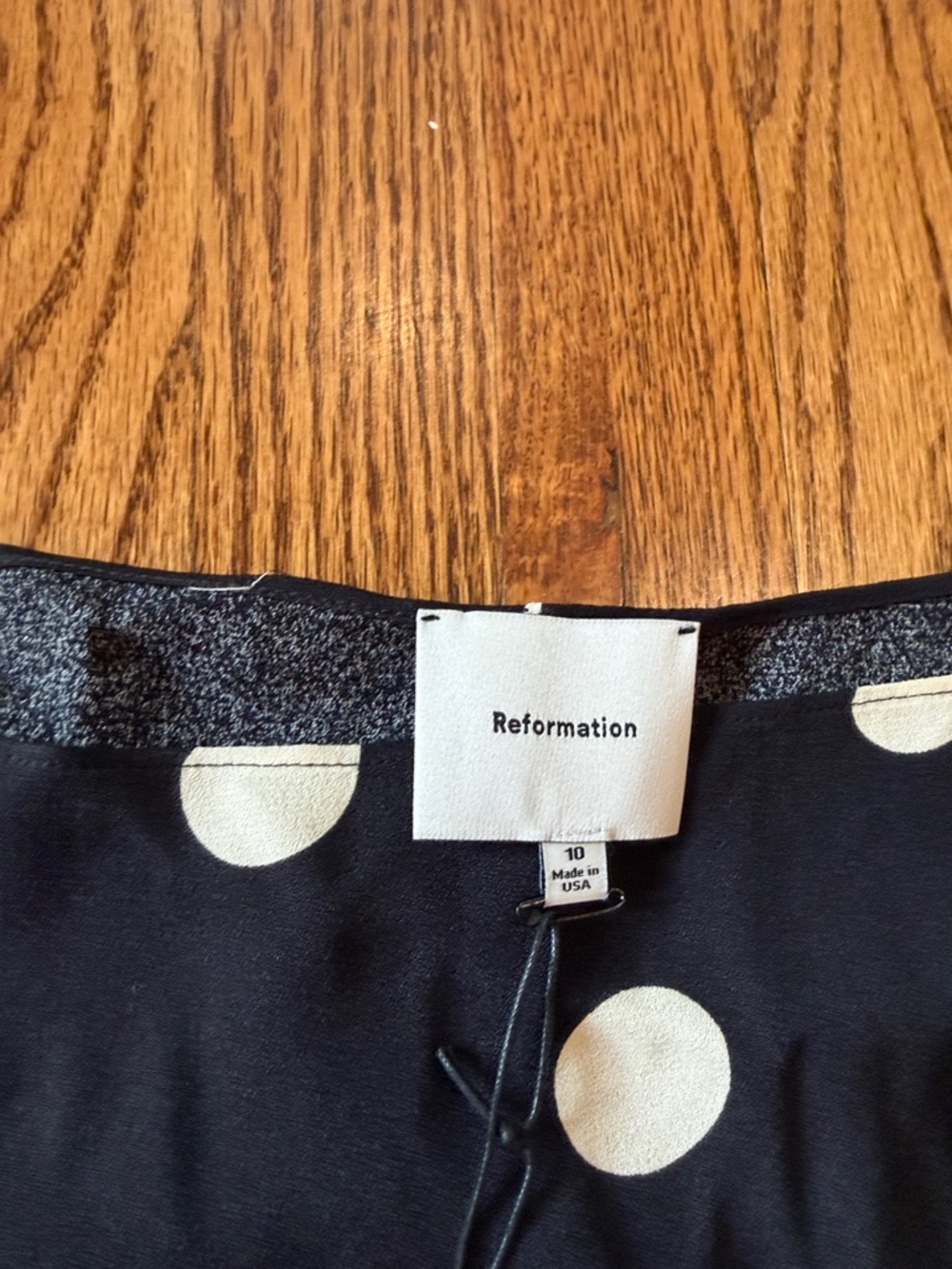 Reformation Black and Cream Polka Dot Midi Dress - Picture 3 of 6